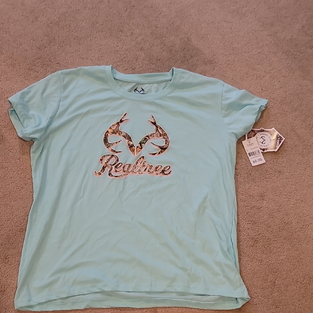 Realtree Women's Aqua Antler Logo Tee